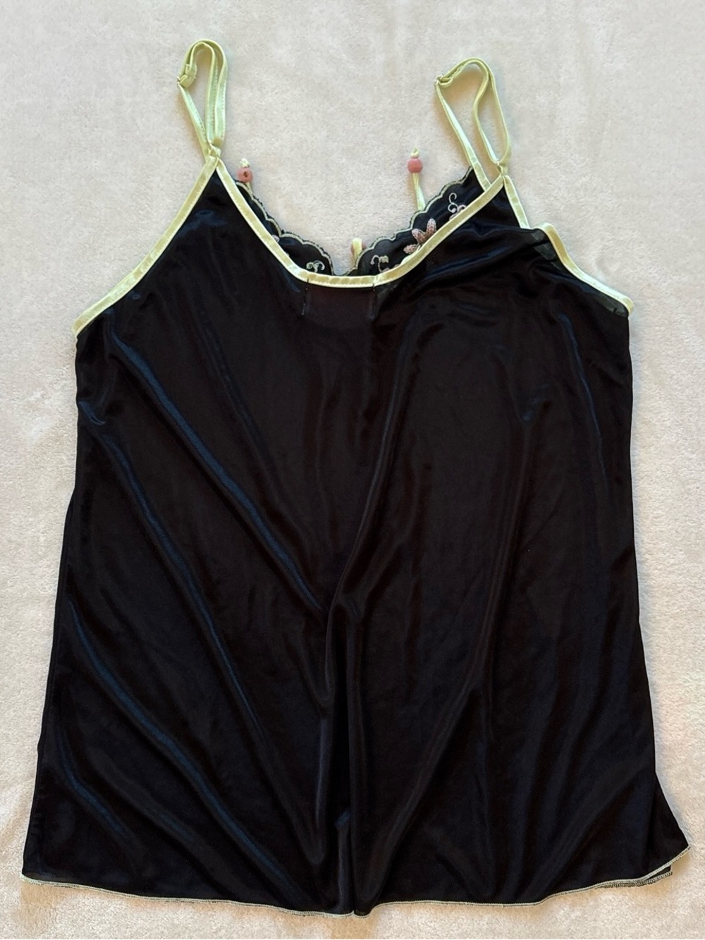Vintage Y2k Black Green Floral Embellished Beaded E-Power Large Lingerie Dress View 2